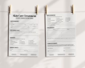 Skincare Consultation Template Esthetician Form Client Questionnaire Professional Design Beauty Business Salon Record Sheet Digital Spa