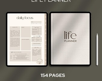 Digital Life Planner Productivity System Habit Tracking Mental Health Journal Template Finance Goal Setting Daily Schedule Meal Planning