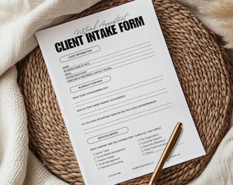 Virtual Assistant Template Client Questionnaire Business Form Fillable Document Editable Canva Service Provider Onboarding Process System
