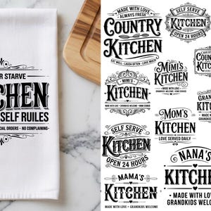Paquete de imágenes PNG de paños de cocina / Frases de cocina en formato PNG / Diseños de sublimación para hornear y cocinar / Agarraderas y decoración de cocina en formato PNG