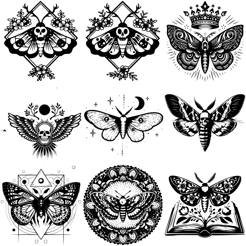 Death Head Moth SVG PNG EPS Clipart, Hawkmoth Silhouette, Deaths Skull ...