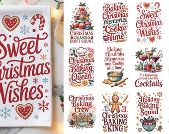Christmas Kitchen Towel Sublimation Bundle | Tea Towel PNG Designs | Holiday Baking Sublimation | Christmas Pot Holder & Towel Bundle