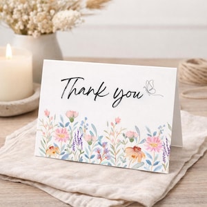 Printable Thank You Card | Small Business Thank You Card | Floral Thank You Card Template | 5x7 & 3.5x5 Folded Card | Thank You note card