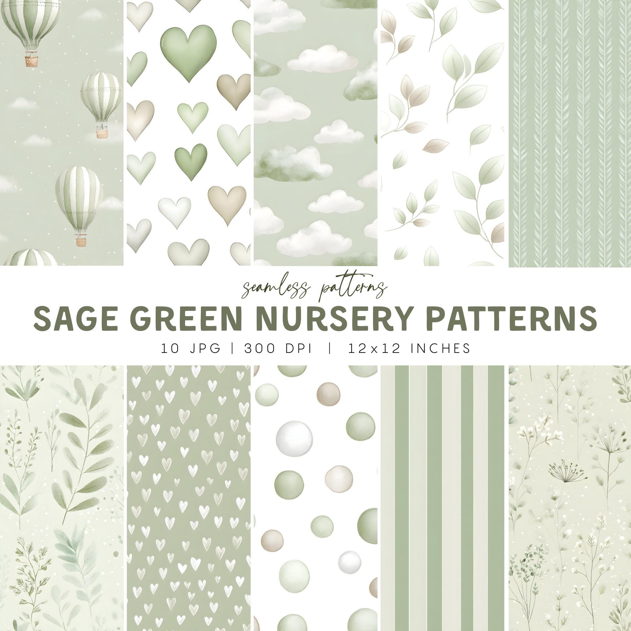Pattern Baby Green Sage Green Nursery Pattern, Wallpaper for Kids Room, Gender Neutral ...