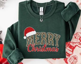 Merry Christmas Sweatshirt, Buffalo Plaid Sweater, Christmas Family crewneck, Xmas Gift Idea, Woman Xmas Shirt, Cute Winter Holiday Sweater