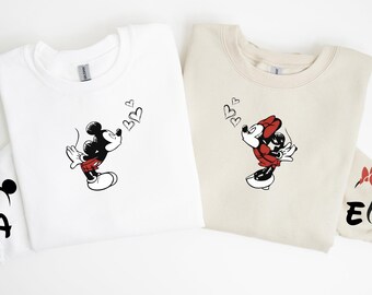 Custom Lover Mickey and Minnie Sweatshirt, Valentine Gift Hoodie, Disney Couple Disney Matching Sweater, Disney Lover Valentines Day Sweater