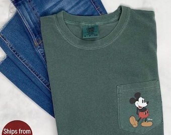 Comfort Colors® Long Sleeve Disney Pocket Mickey Shirt, Funny Mickey T-Shirt, Mickey Shirts,Disney Trip Shirt, Disneyland, Cute Minnie Shirt