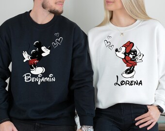 Custom Lover Mickey and Minnie Sweatshirt, Valentine Gift Hoodie, Disney Couple Disney Matching Sweater, Disney Lover Valentines Day Sweater