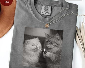 Comfort Colors Retro Funny Cat Shirt, Dark Humor Cat Lover T-shirt, Parody Tee