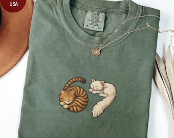 Maglietta Comfort Colors Six Seven, maglietta divertente con meme 6 7, design tascabile con gatti che dormono 67, maglietta divertente con gatto, maglietta con gatto 6 7, regalo per gli amanti dei gatti