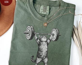 Funny Cat Gym Shirt, Cat Workout T Shirt, Funny Deadlift Cat Meme Shirt, Gym Pump Cover, workout t-shirt, unisex cat lover gift