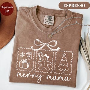 Christmas Mama Comfort Colors Shirt: Doodle Coquette Xmas Mom Tee