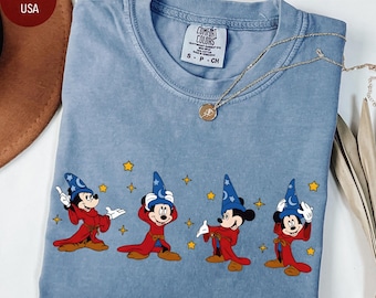 Walt Disney Fantasia Mickey Aquarell T-Shirt, Fantasia Mickey Shirt, Comfort Color®, Mickey Sorcerer Tee, Disneyland Familie passendes Shirt