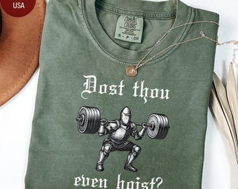 Comfort Colors Mittelalter Gym T-Shirt: Lustiges Ritter Gewichtheben T-Shirt
