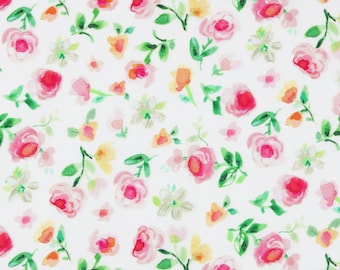 DEAR STELLA fabric Daybreak 1165 White, Floral Watercolor fabric, Clearance DeStash Fabric, Fabric Bargain, Fabric Sale