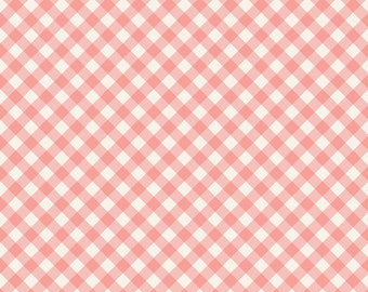 RILEY BLAKE Mind's Eye Gingham Gardens C10355-Coral, Clearance DeStash Fabric, Fabric Bargain, Fabric Sale