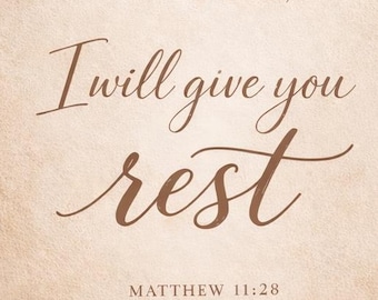 Matthäus 11:28 Ich werde dir Ruhe geben Wandkunst druckbare, komm zu mir Schrift Print Neutral christliches Dekor minimalistischer Glaube Wandkunst Download