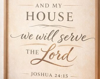 Josua 24:15 Wandkunst | Was mich und mein Haus betrifft, so werden wir dem Herrn dienen | Christliche Familie Wohnkultur | Schrift Print Geschenk |Digitaler Download