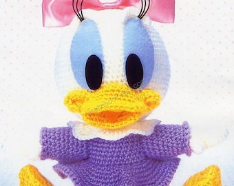 English translated- Crochet Daisy Duck Disney Amigurumi, Japanese pattern diagram, PDF