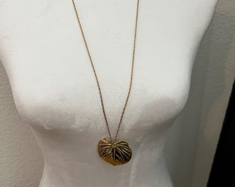 Vintage Direction One Heart-Shaped Gold-Toned Monstera Leaf Pendant Necklace
