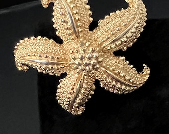 Vintage Monet Gold-Tone Textured Starfish Brooch