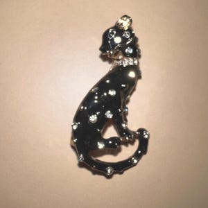 Vintage Black Enamel Panther Brooch 781 C Brooch panther black enamel - Gem main image 4
