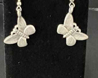 Vintage Butterfly Dangle Pierced Earrings