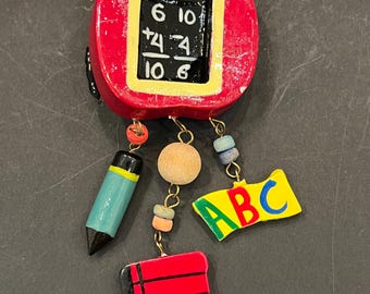 Vintage School-Themed Novelty Brooch