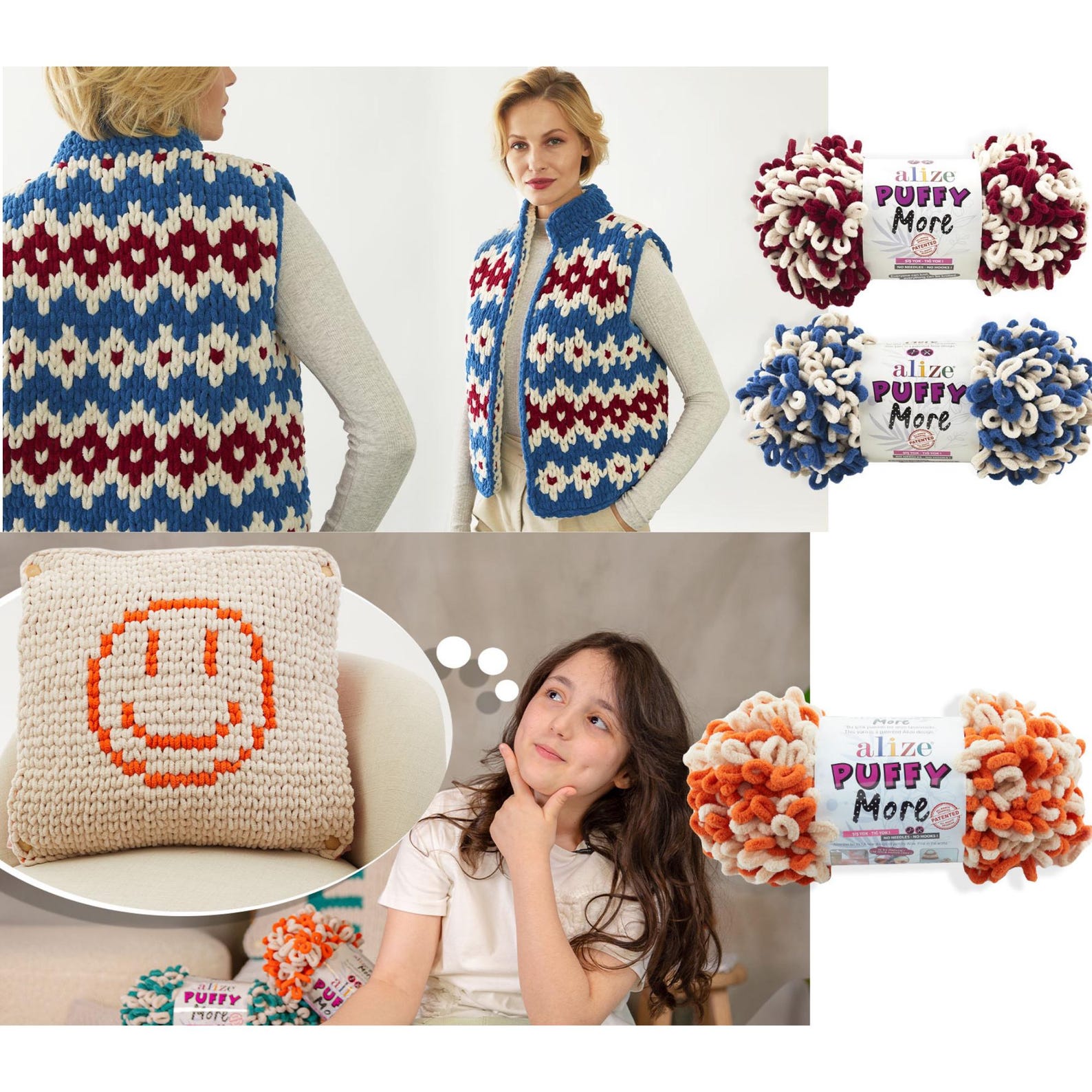 Alize Puffy More Jumbo Loop Yarn: Double-sided Chenille for Blankets ...