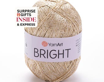 YarnArt Bright: Shiny Crochet Thread Metallic Polyester Yarn for Crochet & Knitting Decorative Projects