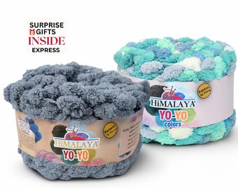 Himalaya Yo-Yo | Yo-Yo Colors: Super Bulky Pom-Pom Chenille Yarn for Knitting Blanket, Creative Projects