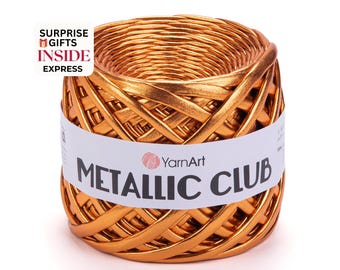 YarnArt Metalic Club: Shiny Ribbon Tape Yarn for Crochet, Knitting & Macrame Home Decor Projects