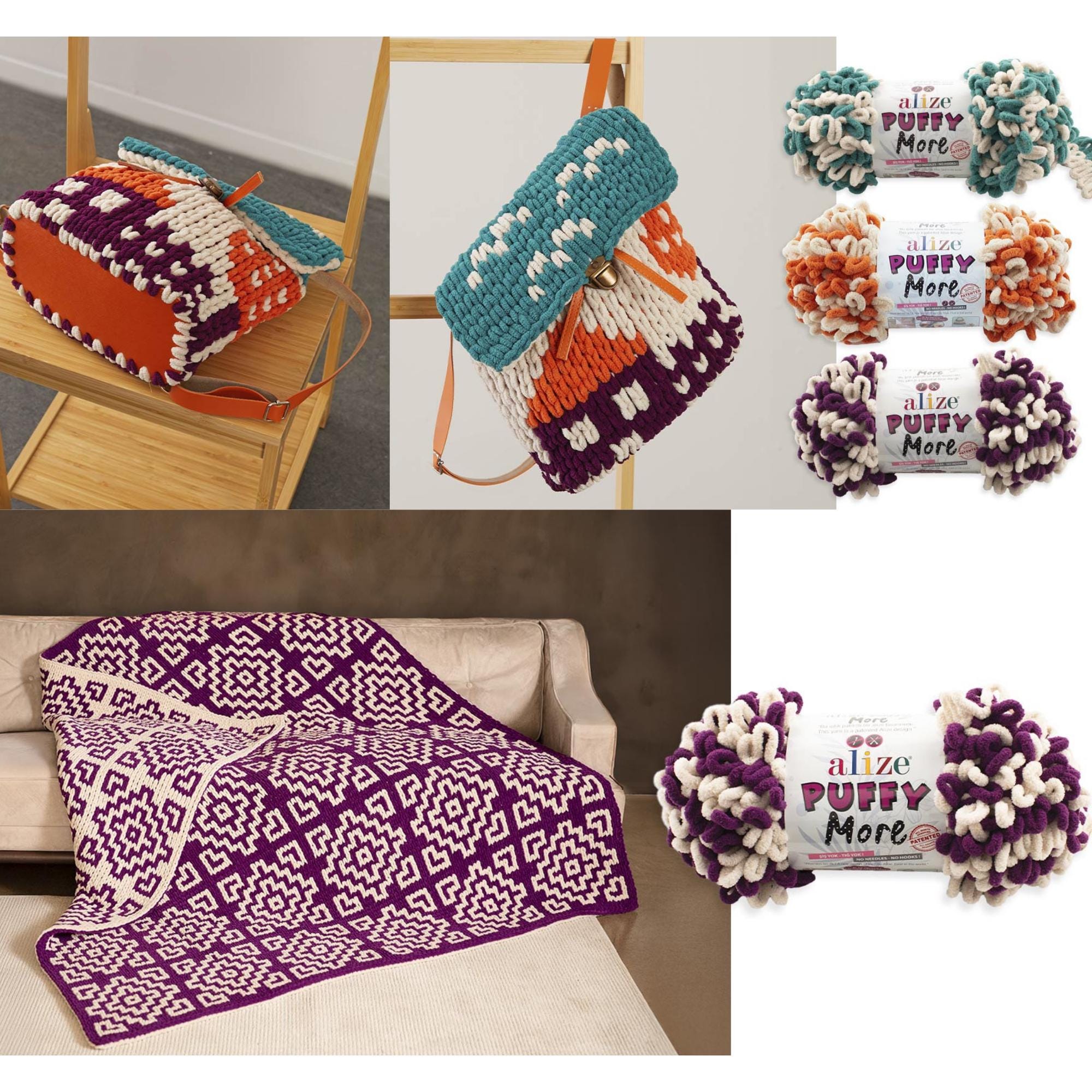 Alize Puffy More Jumbo Loop Yarn: Double-sided Chenille for Blankets ...