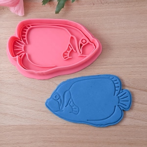 Angelfish cookie cutter and stamp set, freshwater and ocean fish biscuit mold
