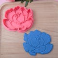 Peony flower cookie cutter and stamp set, Rose biscuit cutter, pottery tool product logo