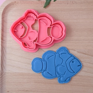 Clown fish cookie cutter and stamp set, sea animal biscuit mold