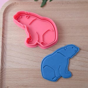 Polar bear cookie cutter and stamp set, multiple sizes, pottery tool