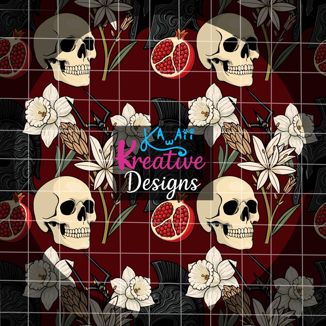 Underworld Skull Seamless Pattern – Dark Mythic Floral Repeat - Etsy