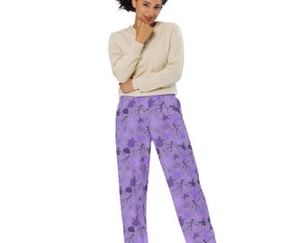 Purple Horror Silhouette Pajama Pants, Creepy Animatronic-Inspired Lounge Pants, Spooky Cute AOP Sleepwear, Unisex Gamer Gift