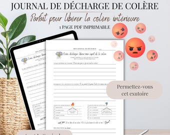 Journal de Décharge de la Colère PDF Français | Libérer les émotions | Carnet Émotionnel | Rituel de Lâcher-Prise | Écriture Thérapeutique