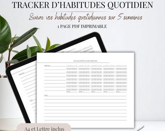 Tracker Habitudes Quotidien PDF | Habit Tracker Minimaliste | Suivi Routine et Discipline | Imprimable A4 et Lettre US | Annotation tablette