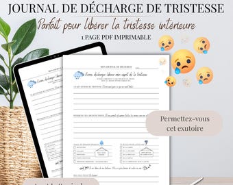 Journal de Décharge de Tristesse PDF Français | Libérer les émotions | Carnet Émotionnel | Rituel de Lâcher-Prise | Écriture Thérapeutique