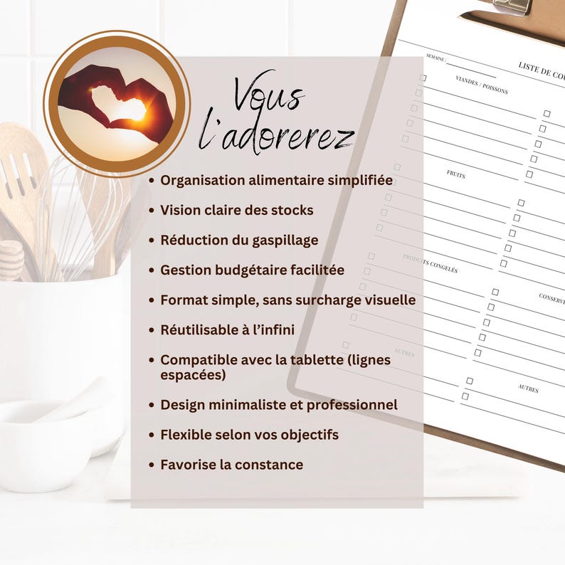 French PDF Shopping List | Inventory Tracker | Minimalist Grocery ...