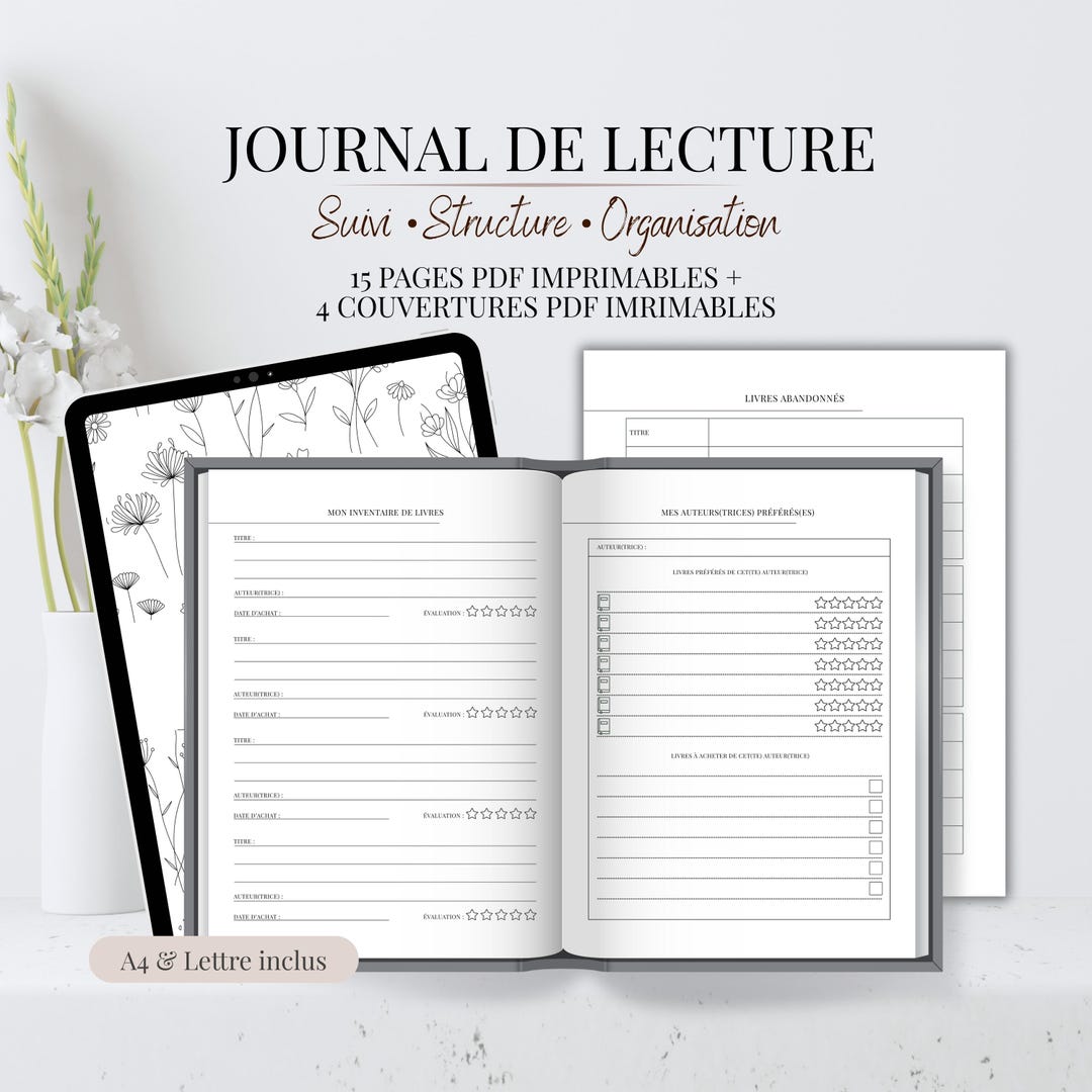 Journal de Lecture PDF Français | Suivi Livres | Défis 12 Mois et 25 ...