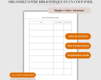 PDF-Buchinventar | Persönliche Bibliotheksverwaltung | Kaufdatum | Einfache und übersichtliche Buchorganisation | Druckbare Buchinventar-Tabelle