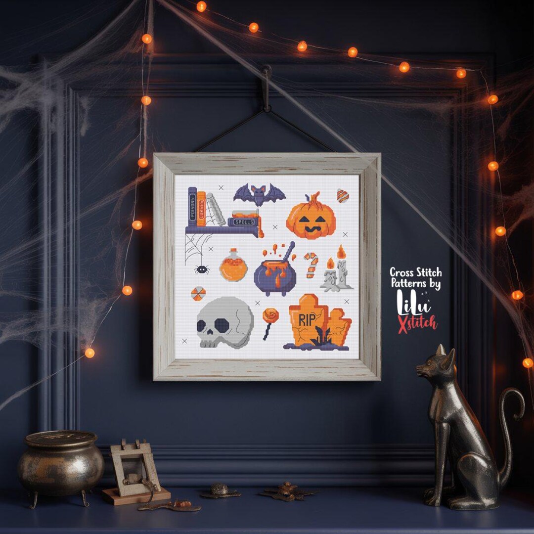 Spooky Halloween Sampler Cross Stitch Pattern 02 (PDF Pattern). Easy to ...