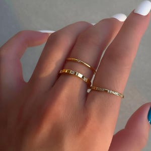 18k Gold Wedding Ring Simple Minimalist Stacked Rings For Women Signet Rings Bridesmaid Gift for Her WATERPROOF Thin Rings