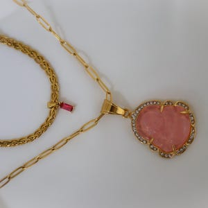 2 Necklace Set - Layered Necklace Layering Buddha Pendant Choker Gem Pink Ruby Purple Birthday Vintage Choker - Gold Filled Waterproof Chain