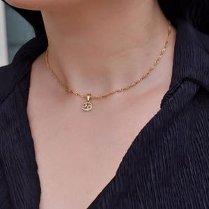 Gold Zodiac Charm Necklace - Waterproof Crystal Gemstone Gem Charm Necklace Astrology Sign Libra Aries Sag Women Her Birthday Christmas Gift