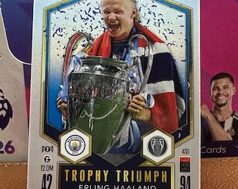 Erling Haaland Vintage "Trophy Triumph" Topps Match Attax Soccer Card 2024/2025Soccer Memorabilia.